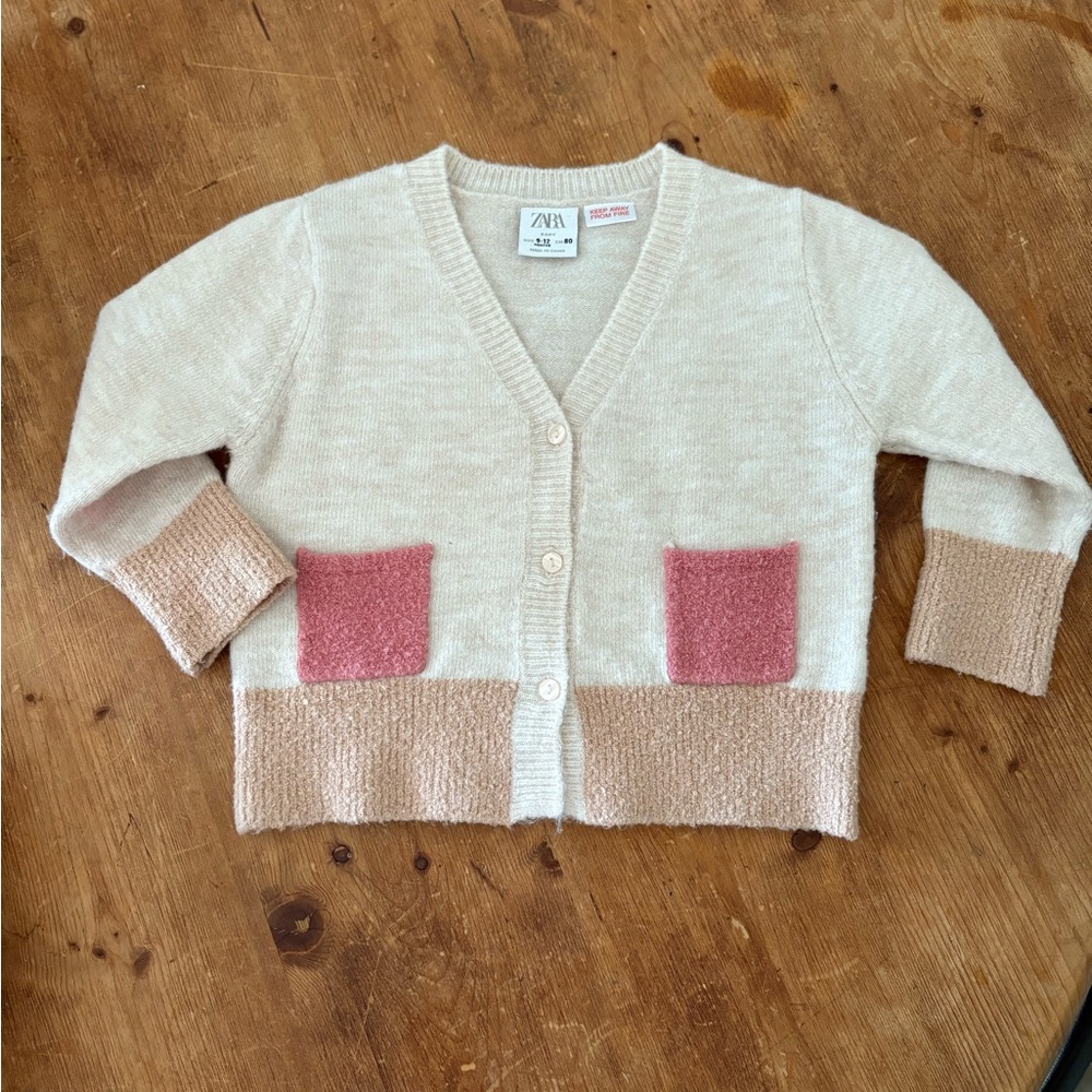 Zara Cream and Pink Cardigan